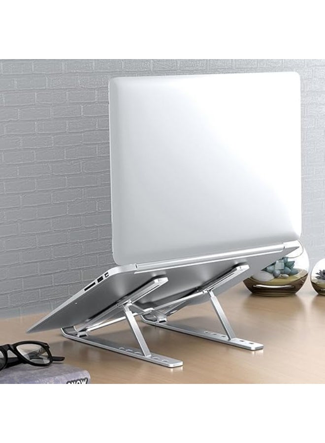 Aluminum laptop stand, foldable and adjustable, compatible with MacBook Air Pro, HP, Lenovo, Dell and other laptops and tablets from 10 to 15.6 inches (silver color) - Image 1